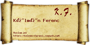 Kálmán Ferenc névjegykártya